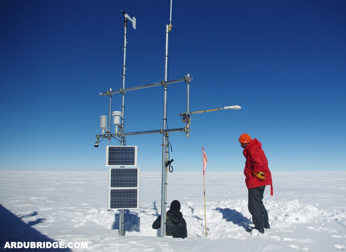 profesional weather station use by research team in antartic